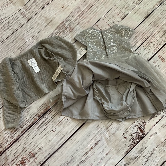 NEW! Carters Infant Toddler Girl Sparkly Dress With Cardigan - Picture 5 of 5